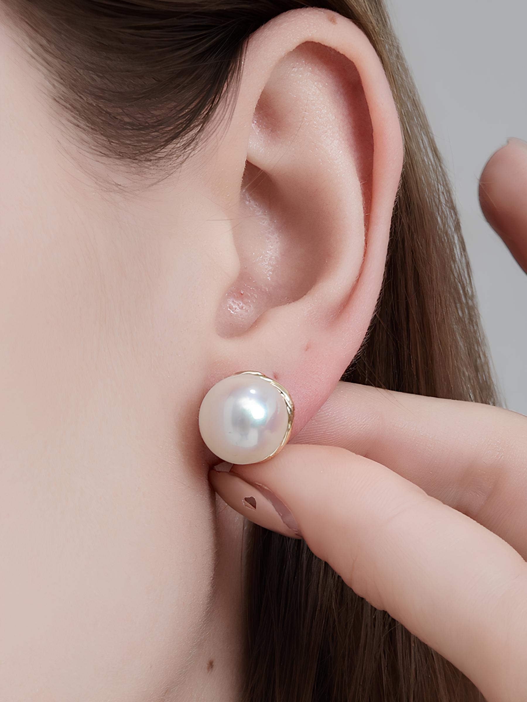 Attentionme®Handpicked AAA+, PAVOI Sterling Silver, 18K Gold Plated, Vintage Pearl Earrings 18K gold inlaid, pearl luster earrings, a perfect gift to express your heart-Attentionme