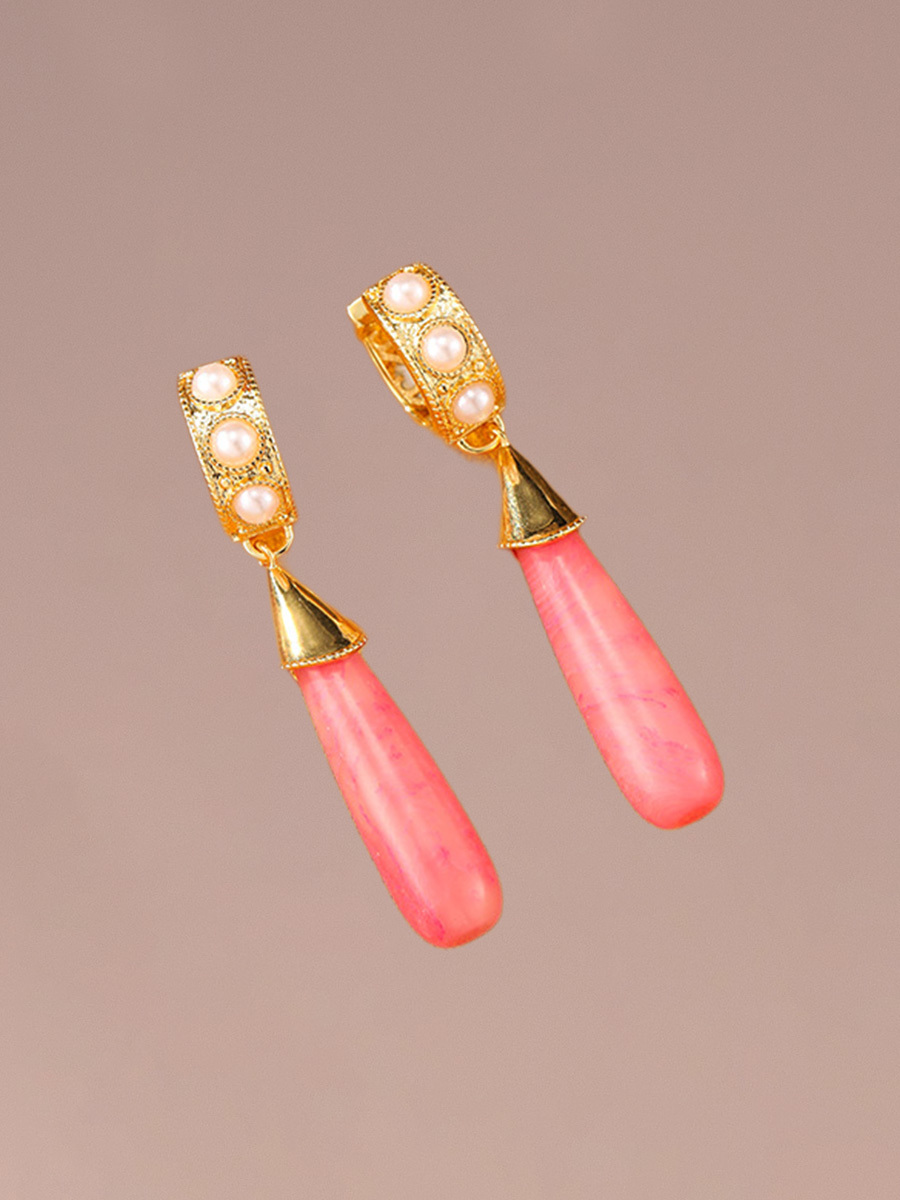 Attentionme®French Watermelon Stone Drop Earrings Anniversary Birthday Christmas Versatile: can be matched with a variety of styles of clothing-Attentionme
