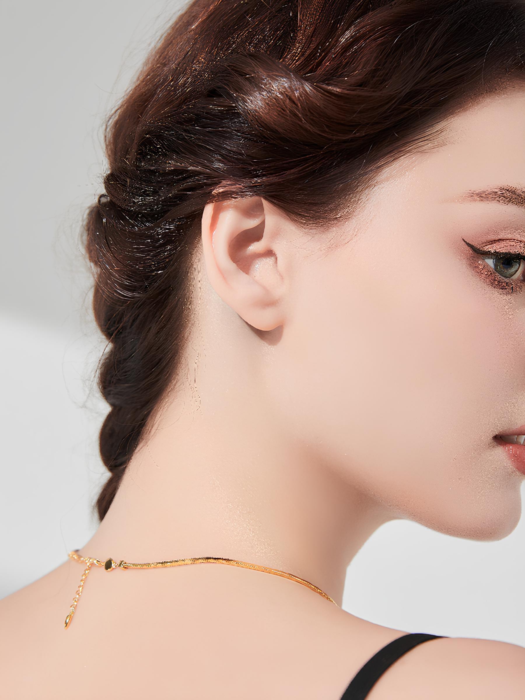 Attentionme®18K Gold Fashionable And Luxurious Snake Bone Necklace For Birthday Party Gift, Valentine's Day.18K gold snake bone chain adopts classic snake bone chain design.-Attentionme