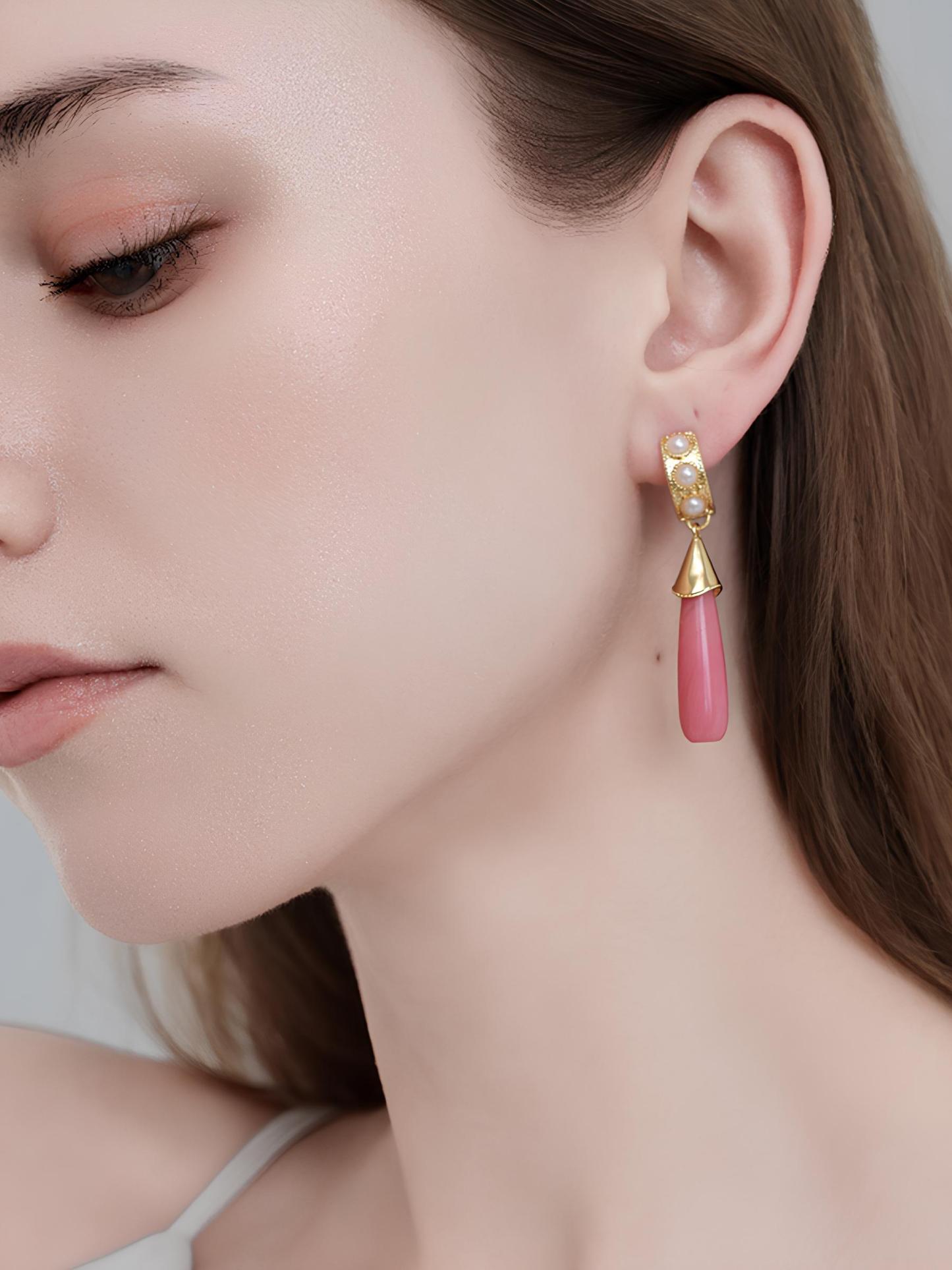 Attentionme®French Watermelon Stone Drop Earrings Anniversary Birthday Christmas Versatile: can be matched with a variety of styles of clothing-Attentionme