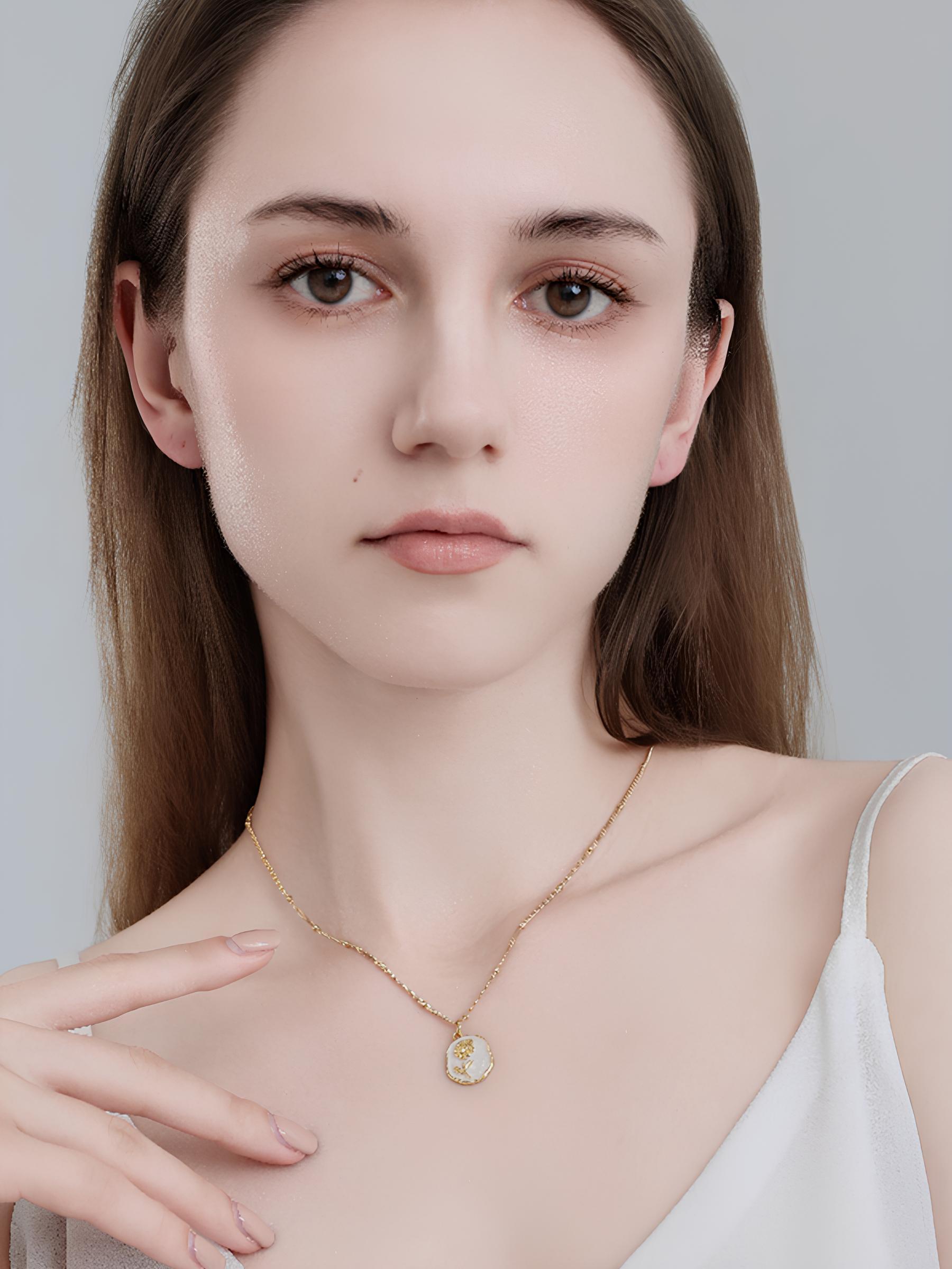 Attentionme®18k Gold Vintage Gold Rose Necklace, Anniversary , Birthday , Christmas.925 silver gold plated rose pendant necklace.-Attentionme