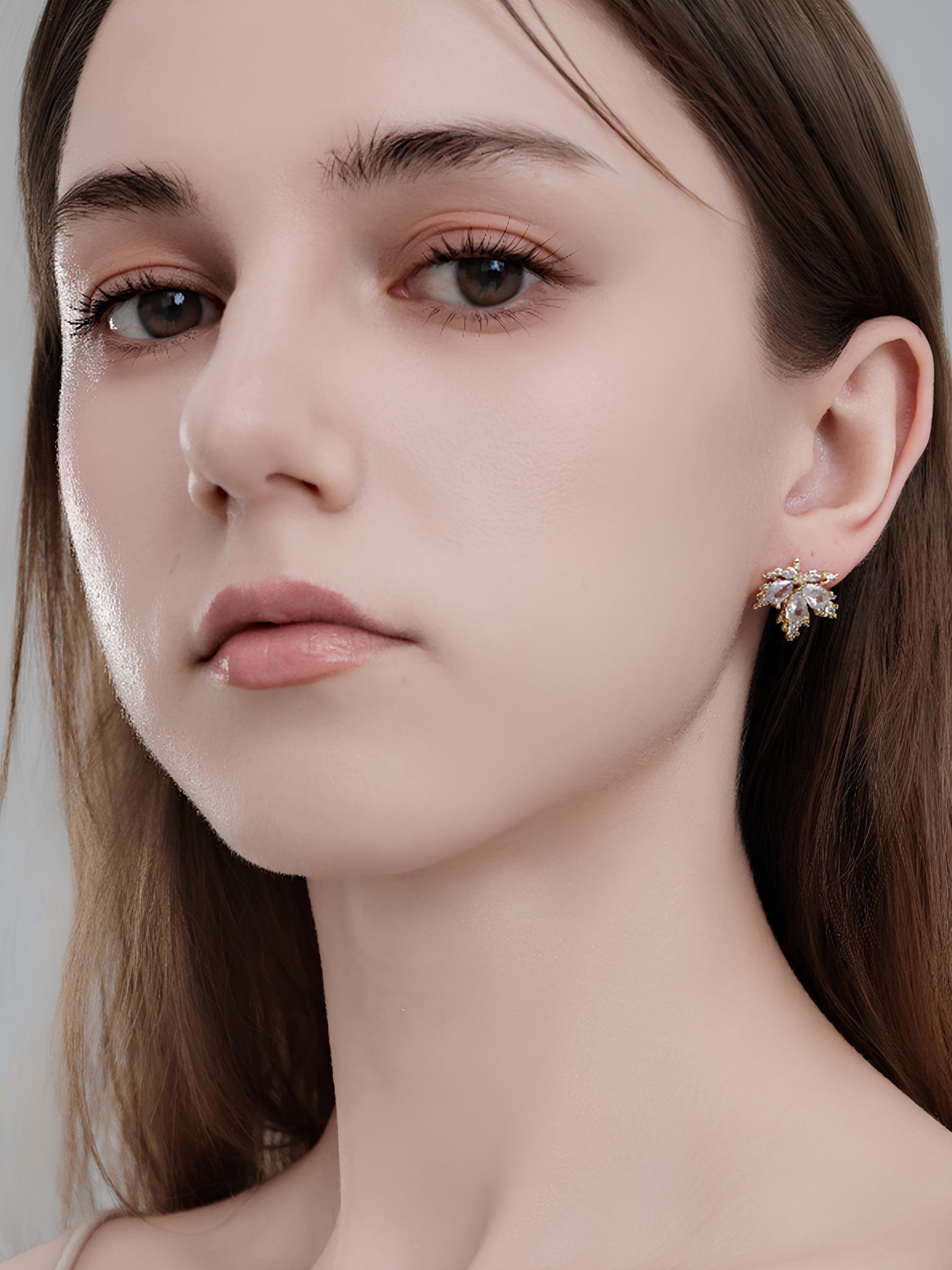 Attentionme®Swarovski White Maple Leaves Earrings Fashion Thanksgiving Jewelry Gifts-Attentionme