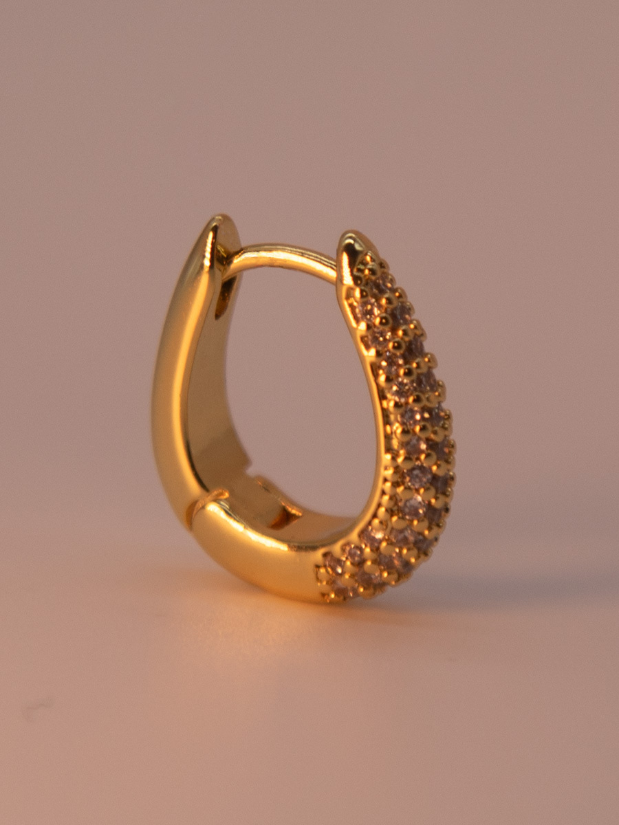 Gold Half Diamond Geometric Earrings