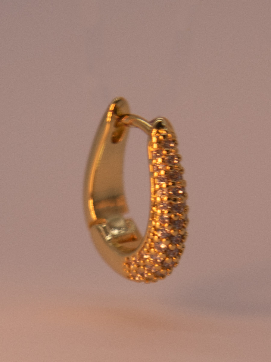 Gold Half Diamond Geometric Earrings