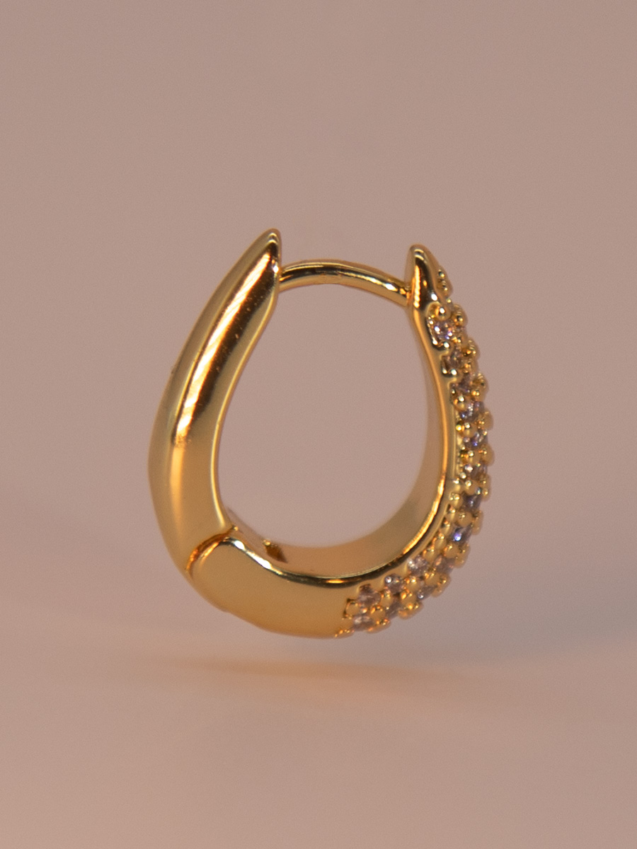 Gold Half Diamond Geometric Earrings