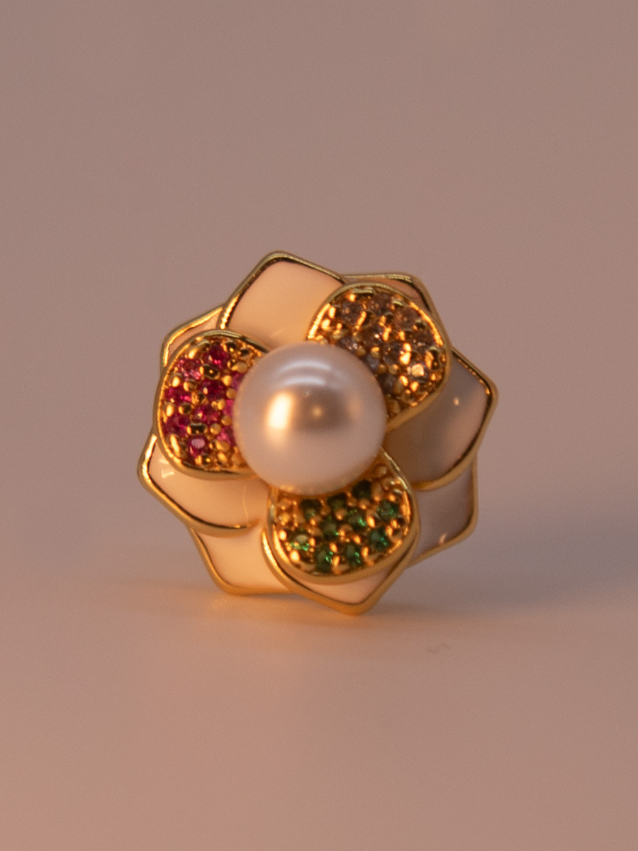 Attentionme®Barzel 18K Gold Colorful Flower Pearl Earrings For Women Girls, Gift .Three-dimensional flower-shaped earrings, paired with evening wear, as a birthday or holiday gift.-Attentionme