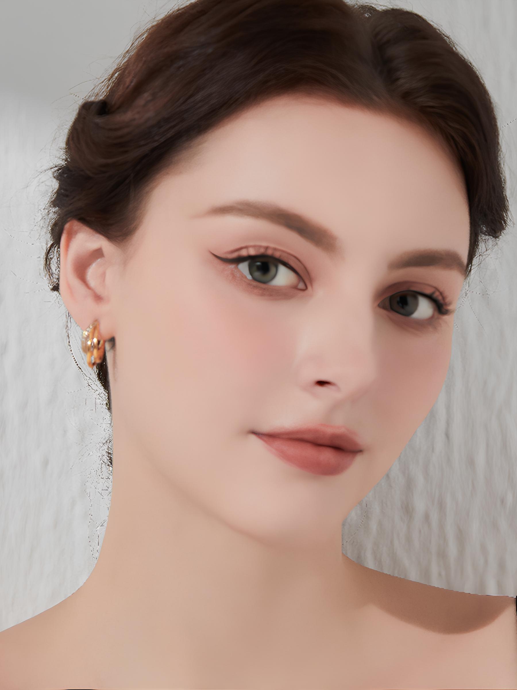 Attentionme®18K Gold Plated Sterling Silver Diamond Geometric Earrings For Girls Gift.Inlaid with zircon earrings, easy to match for dinner parties.-Attentionme