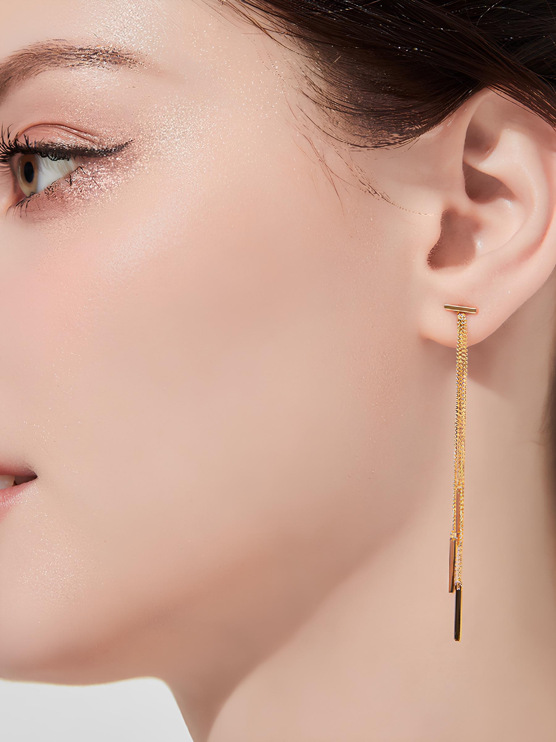 Attentionme®Prevent allergy Tassel Earrings Gold Jewelry Gifts The design is simple and suitable for matching with various styles of clothing, whether it is daily casual or formal occasions-Attentionme