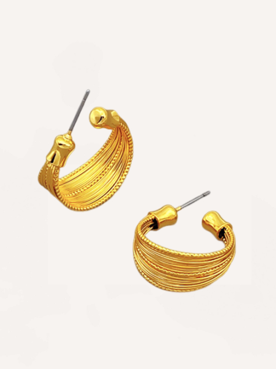 Attentionme®Hypoallergenic Lightweight, 18K Gold Vintage Irregular Silk Thread Earrings For Birthday Party Gift-Attentionme
