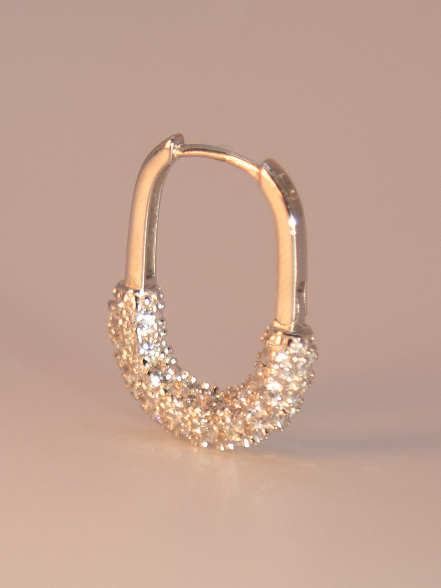 Attentionme®925 Sterling Silver, Silver Half Diamond Geometric Earrings.The woven design, zircon inlay, and 925 silver material can add a sense of sophistication whether paired with casual wear or evening wear.-Attentionme