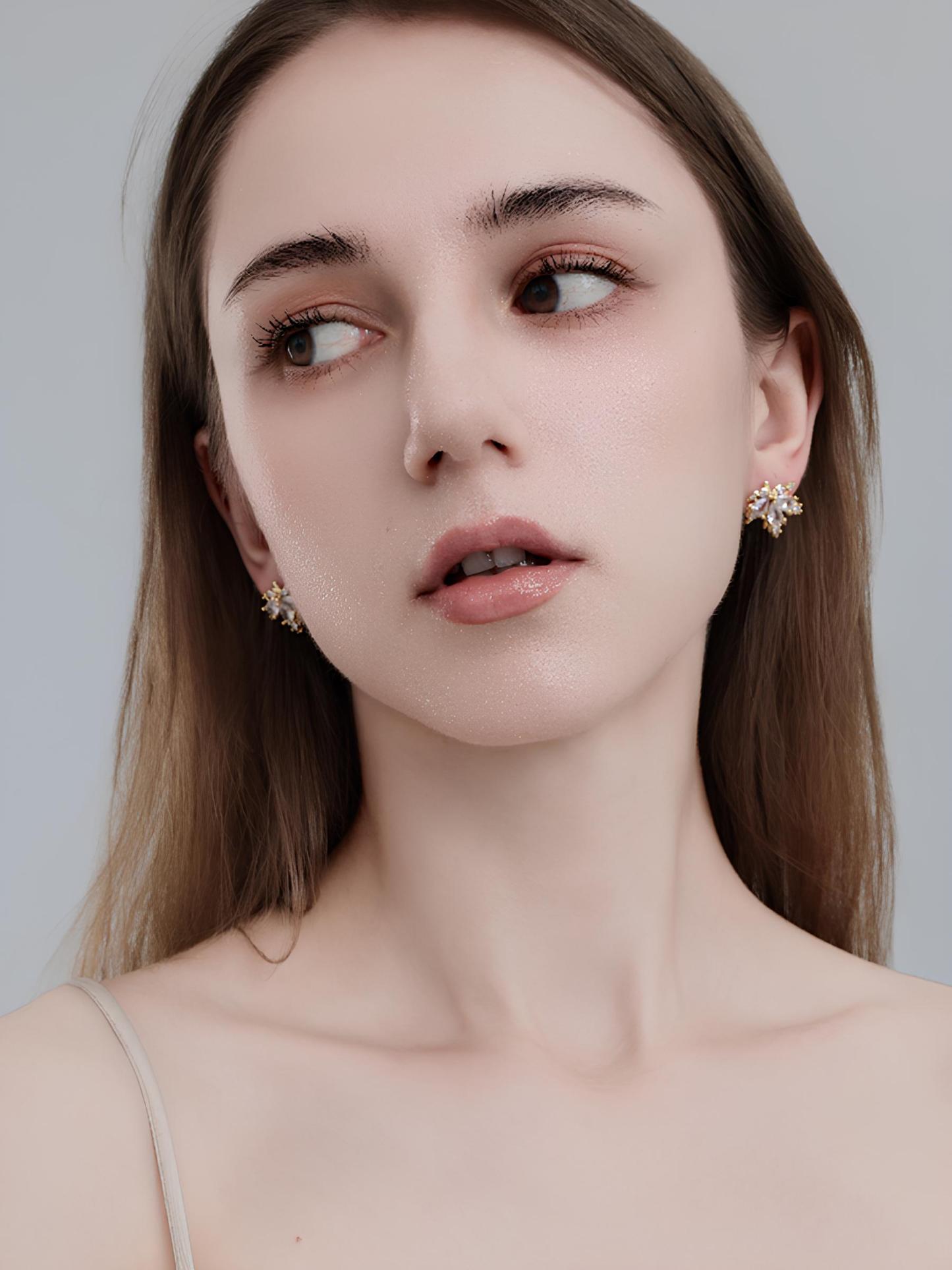 Attentionme®Swarovski White Maple Leaves Earrings Fashion Thanksgiving Jewelry Gifts-Attentionme