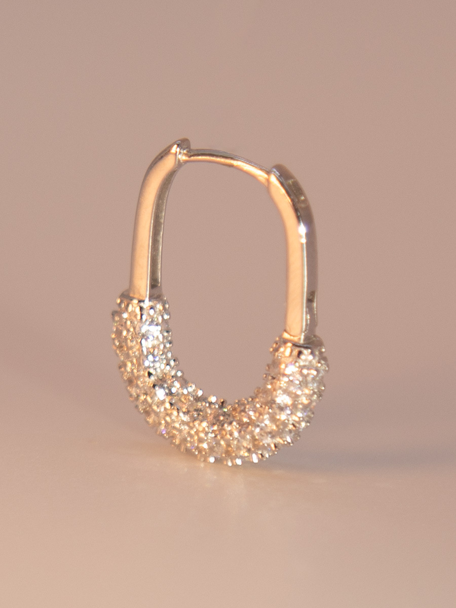 Attentionme®925 Sterling Silver, Silver Half Diamond Geometric Earrings.The woven design, zircon inlay, and 925 silver material can add a sense of sophistication whether paired with casual wear or evening wear.-Attentionme