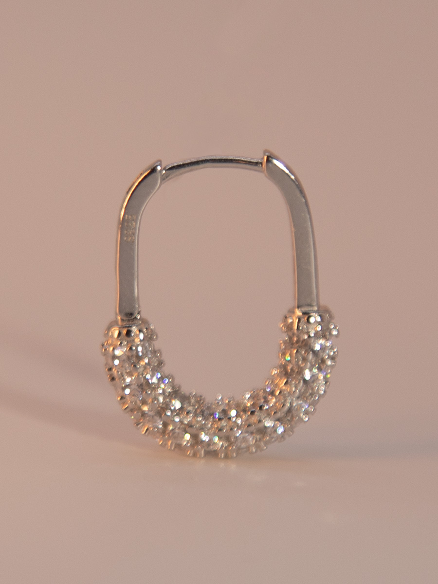 Attentionme®925 Sterling Silver, Silver Half Diamond Geometric Earrings.The woven design, zircon inlay, and 925 silver material can add a sense of sophistication whether paired with casual wear or evening wear.-Attentionme