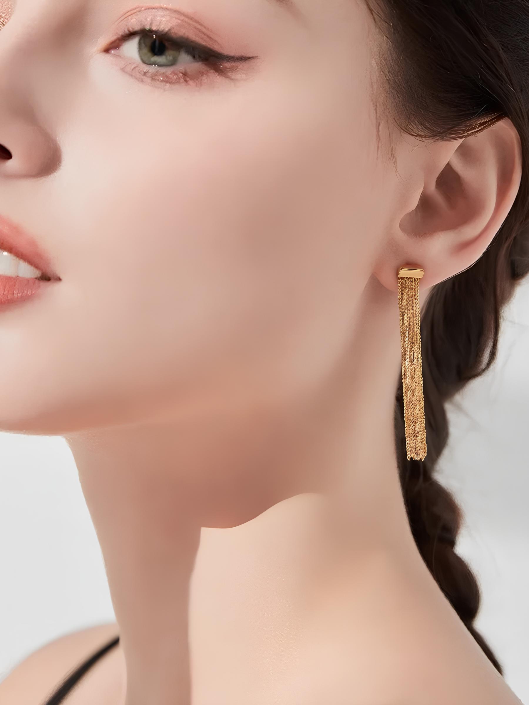 Attentionme®Hypoallergenic Lightweight Light Luxury Tassel Simple Earrings, For Women Teen Girls Valentine Birthday Party Gift-Attentionme