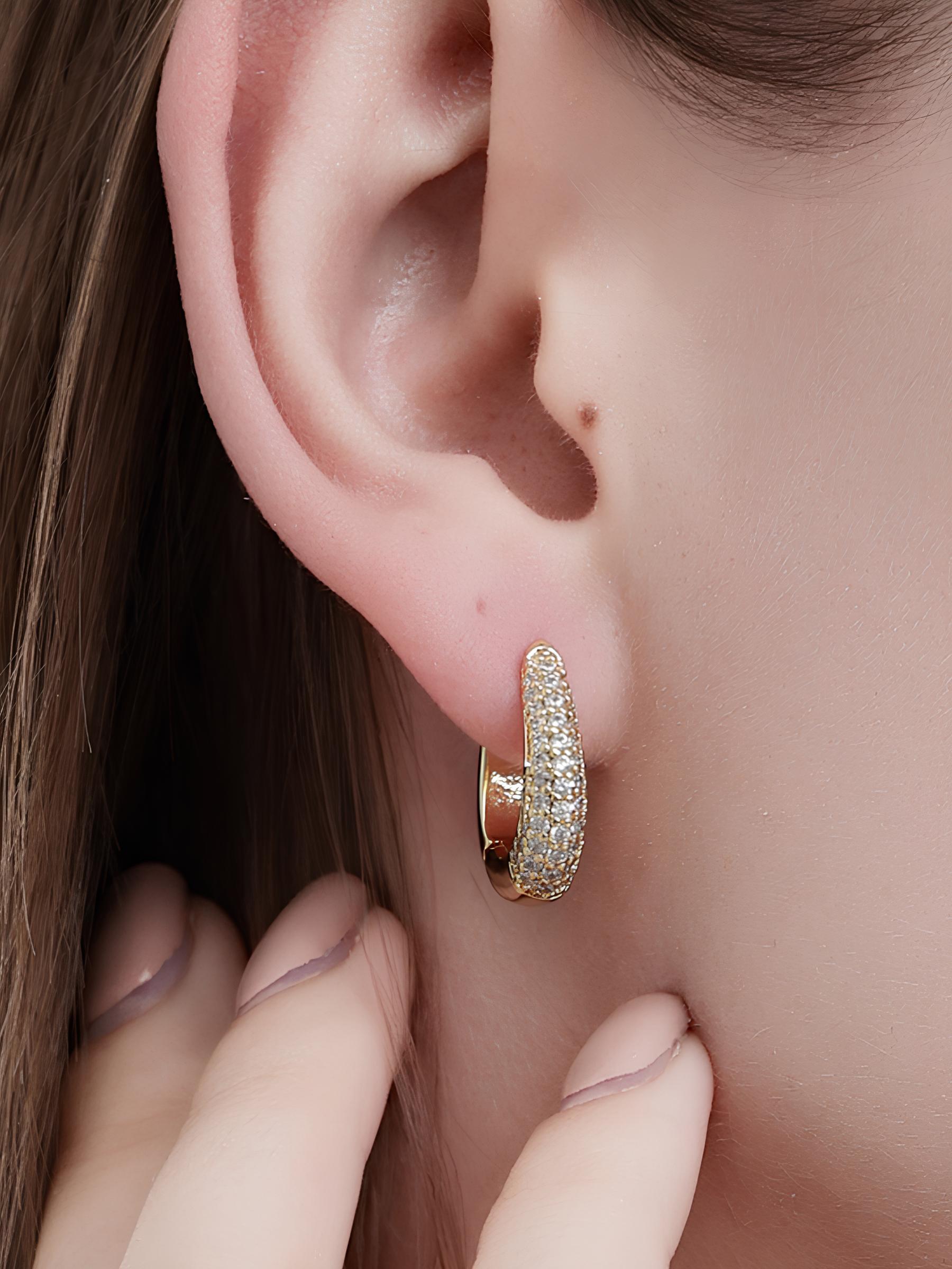 Gold Half Diamond Geometric Earrings