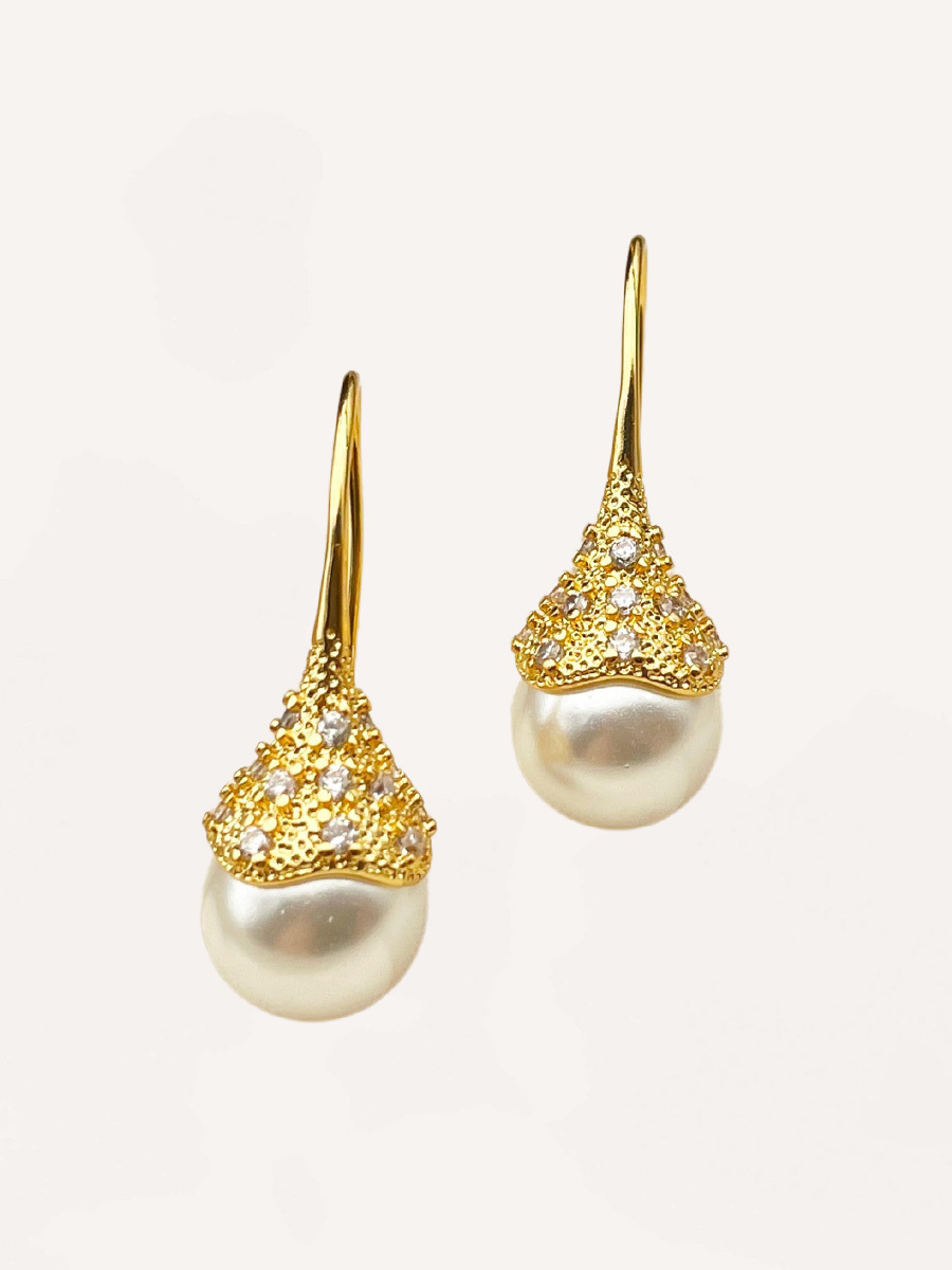 Attentionme®Vintage Teardrop Pearl Earrings For Birthday Party Gift，Christmas, Valentine's Day, 18k Gold,  S925 Sterling Silver-Attentionme