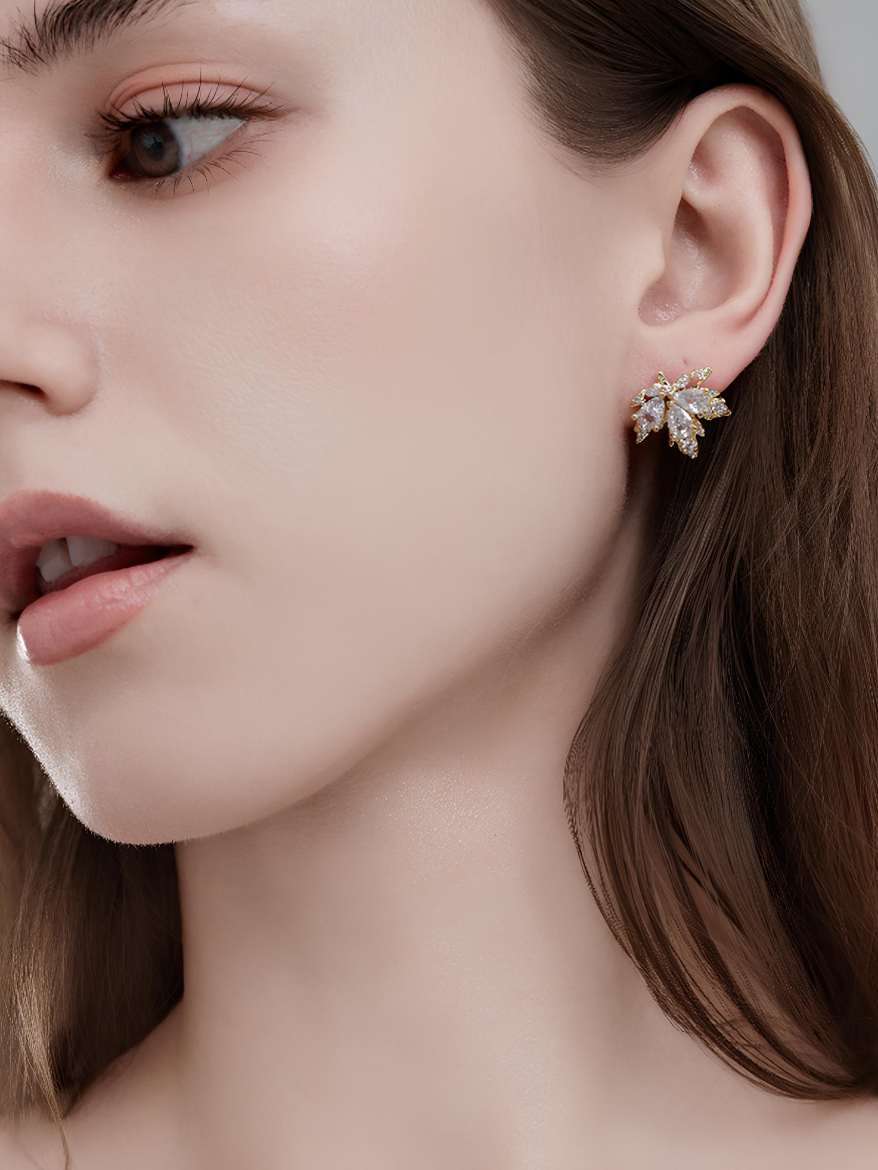 Attentionme®Swarovski White Maple Leaves Earrings Fashion Thanksgiving Jewelry Gifts-Attentionme