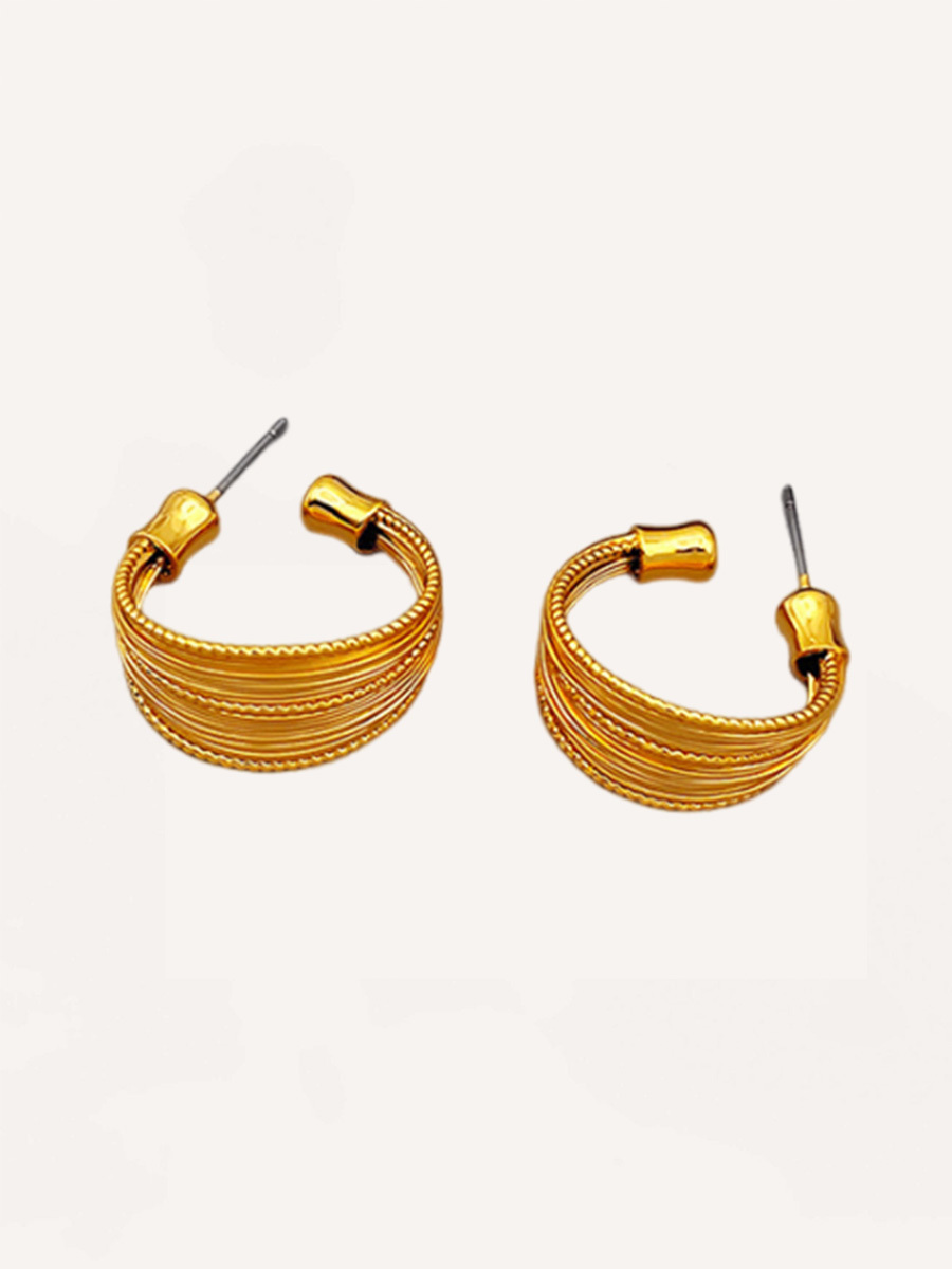 Attentionme®Hypoallergenic Lightweight, 18K Gold Vintage Irregular Silk Thread Earrings For Birthday Party Gift-Attentionme