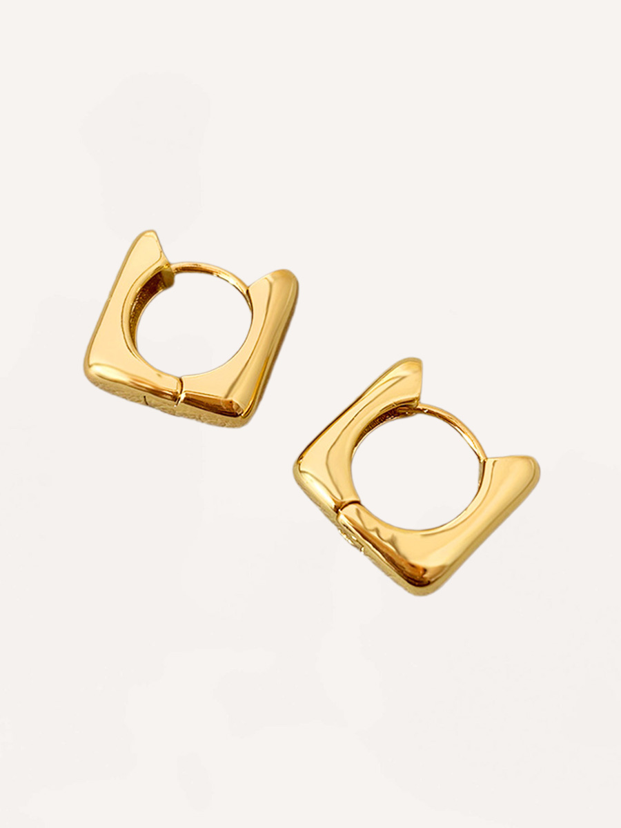 Attentionme®Simple Geometric Earrings, Simple Fashion Silver Earrings,18k Gold.Cute cat ears shape.-Attentionme