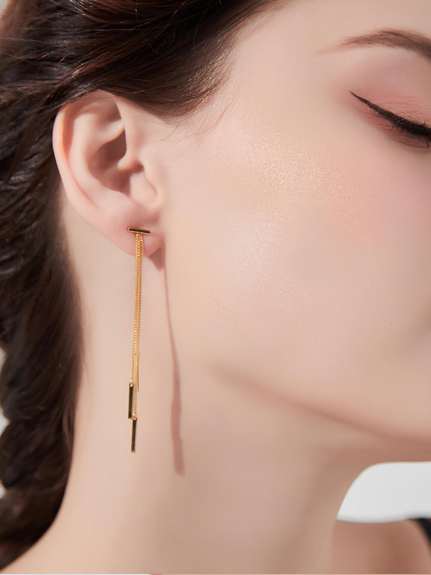 Attentionme®Prevent allergy Tassel Earrings Gold Jewelry Gifts The design is simple and suitable for matching with various styles of clothing, whether it is daily casual or formal occasions-Attentionme