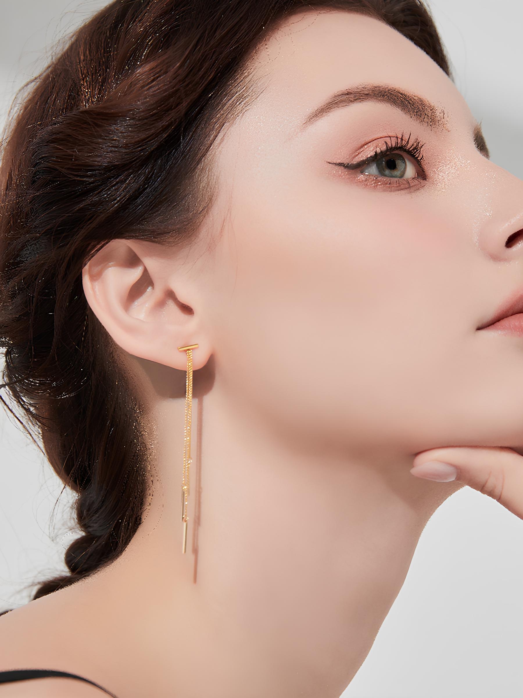 Attentionme®Prevent allergy Tassel Earrings Gold Jewelry Gifts The design is simple and suitable for matching with various styles of clothing, whether it is daily casual or formal occasions-Attentionme