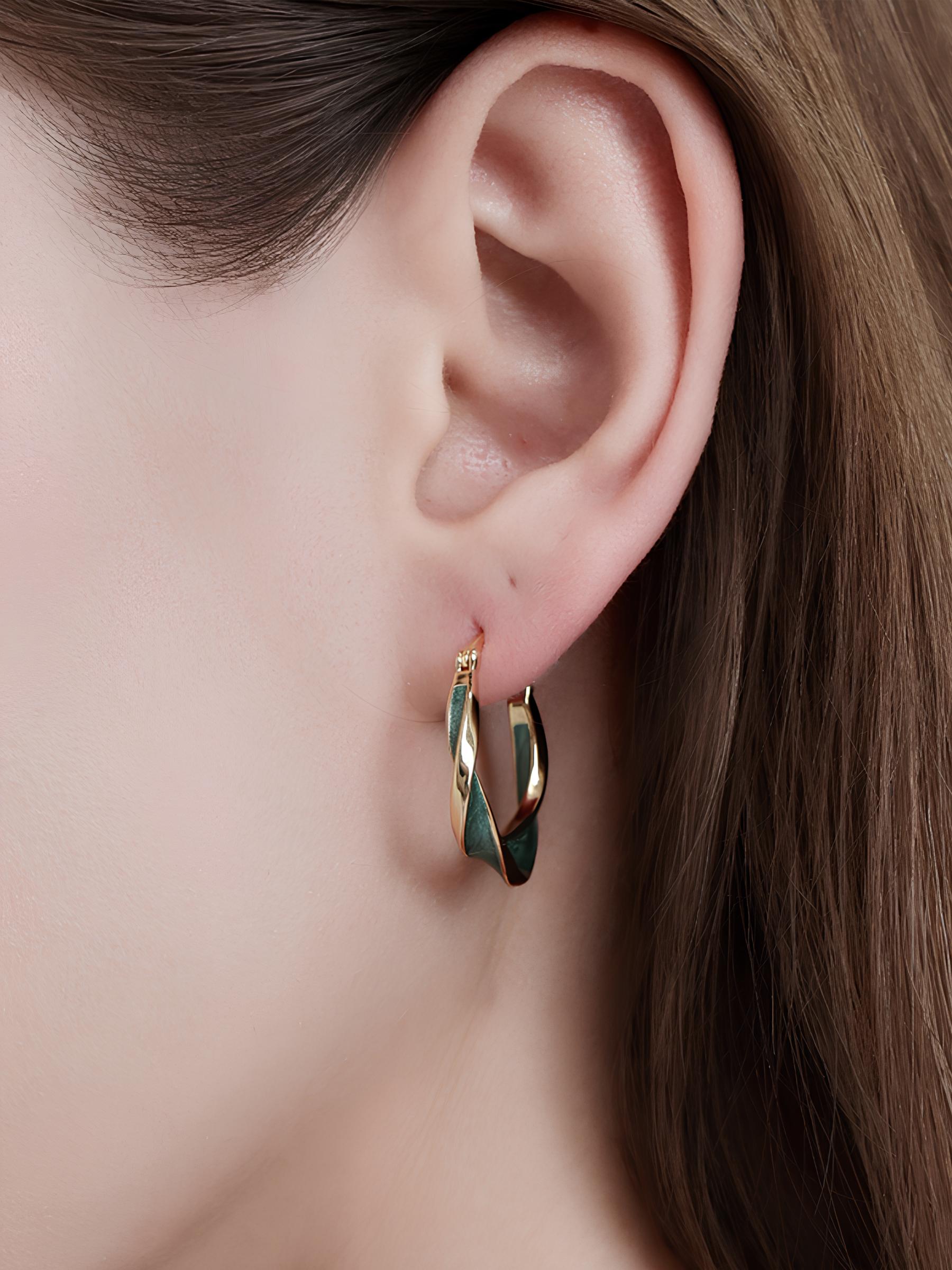 Attentionme®18K Gold Textured Link Earrings, Jewelry Gift, Christmas Gifts.Exquisite and elegant hoop earrings, easy to match for dinner and dance.-Attentionme