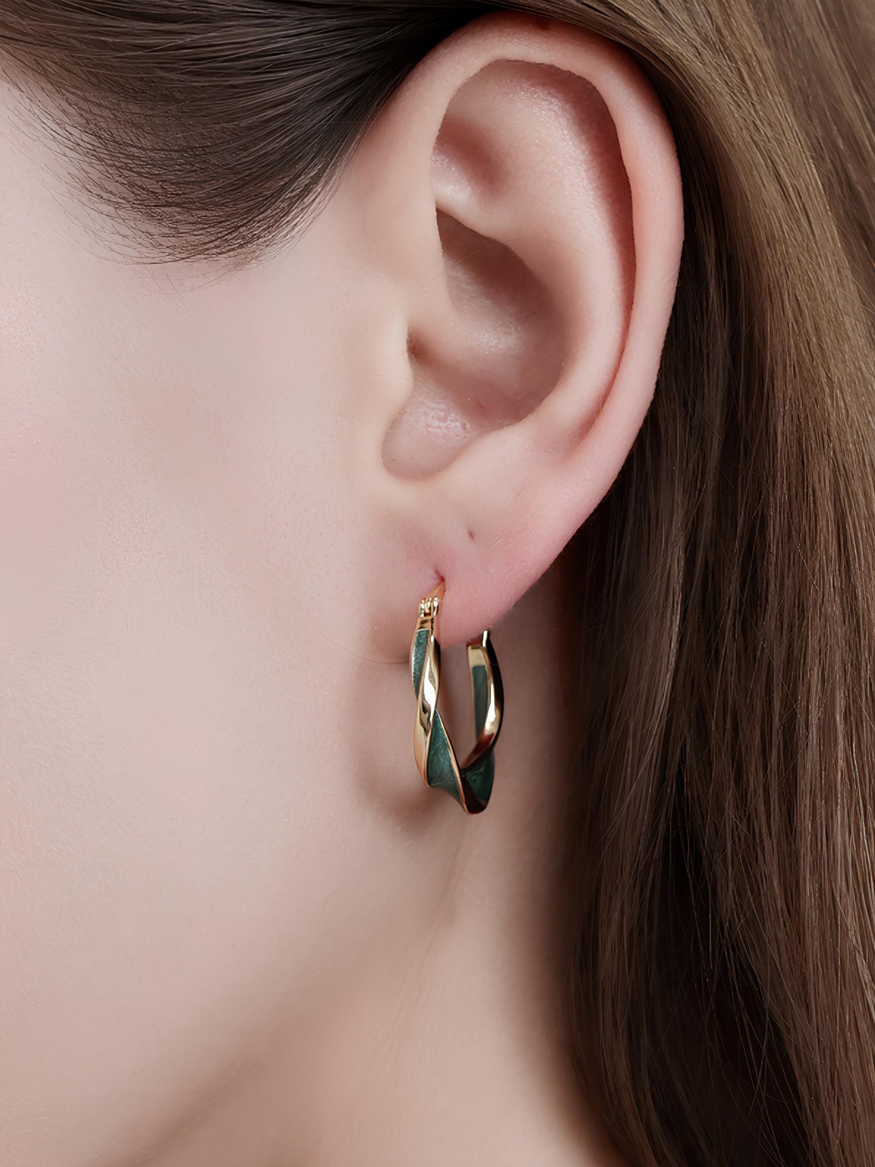 Attentionme®18K Gold Textured Link Earrings, Jewelry Gift, Christmas Gifts.Exquisite and elegant hoop earrings, easy to match for dinner and dance.-Attentionme