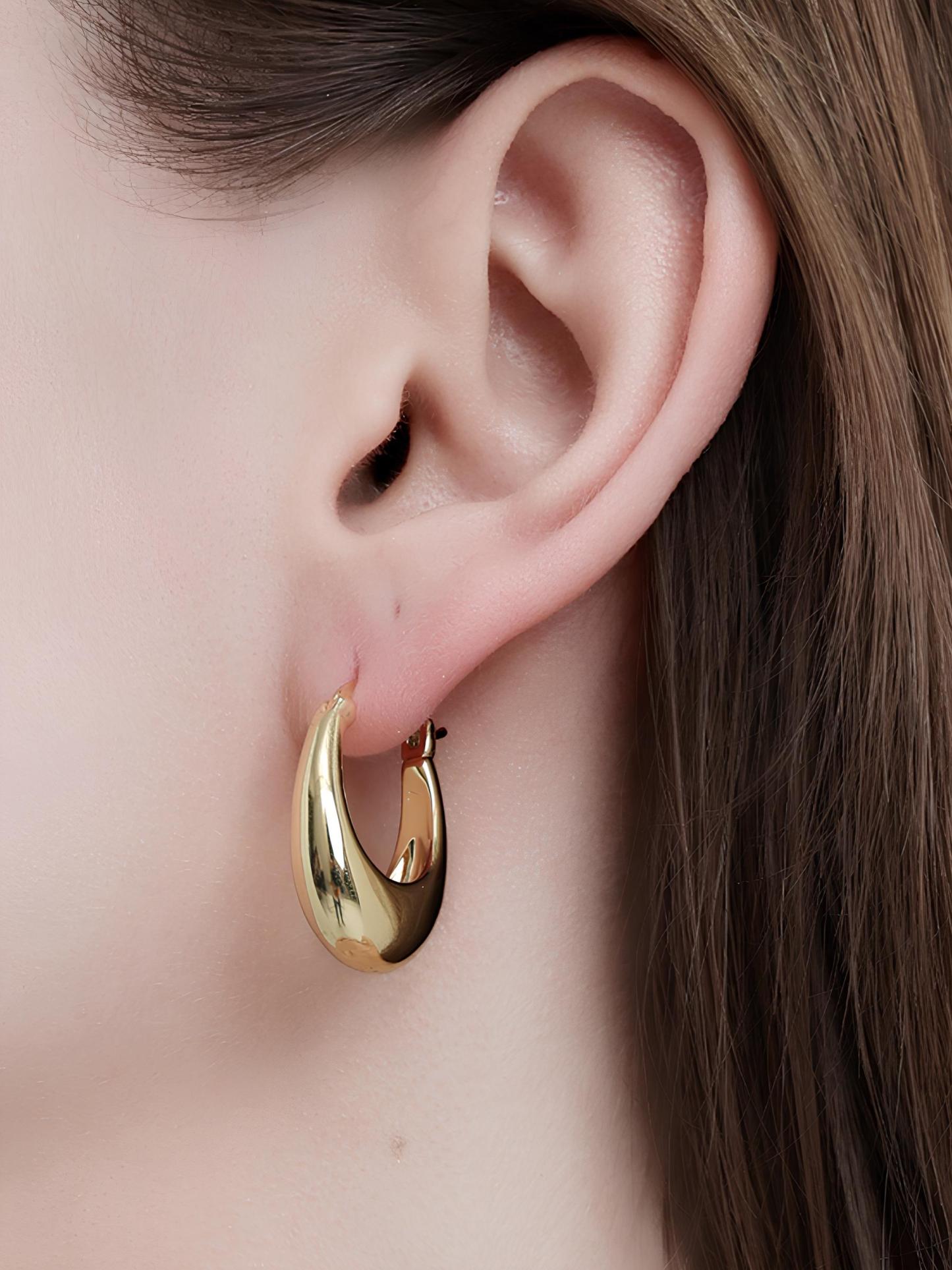 Attentionme®Shadow Hoops Earrings, 18K Gold Hoop Earrings For Women, Hypoallergenic.Fashion hoop earrings.-Attentionme