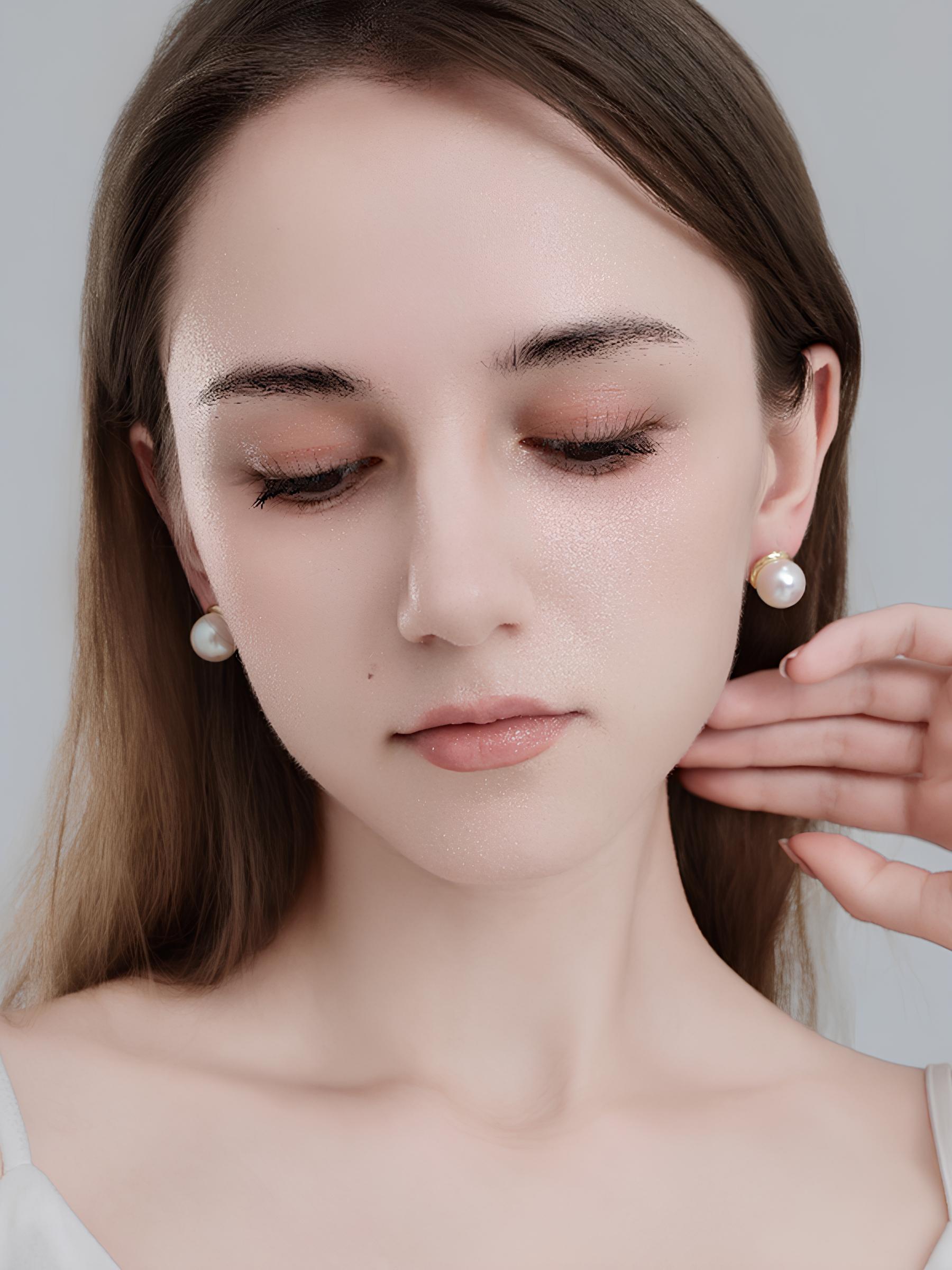 Attentionme®Handpicked AAA+, PAVOI Sterling Silver, 18K Gold Plated, Vintage Pearl Earrings 18K gold inlaid, pearl luster earrings, a perfect gift to express your heart-Attentionme