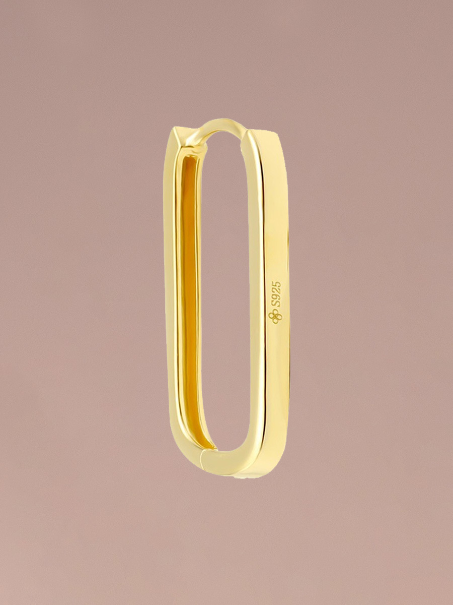 Attentionme®18K Gold Plated Chunky U Shaped Earrings Statement Jewelry Gift S925 silver gold plated, square earrings, simple and fashionable, versatile, comfortable, high quality-Attentionme