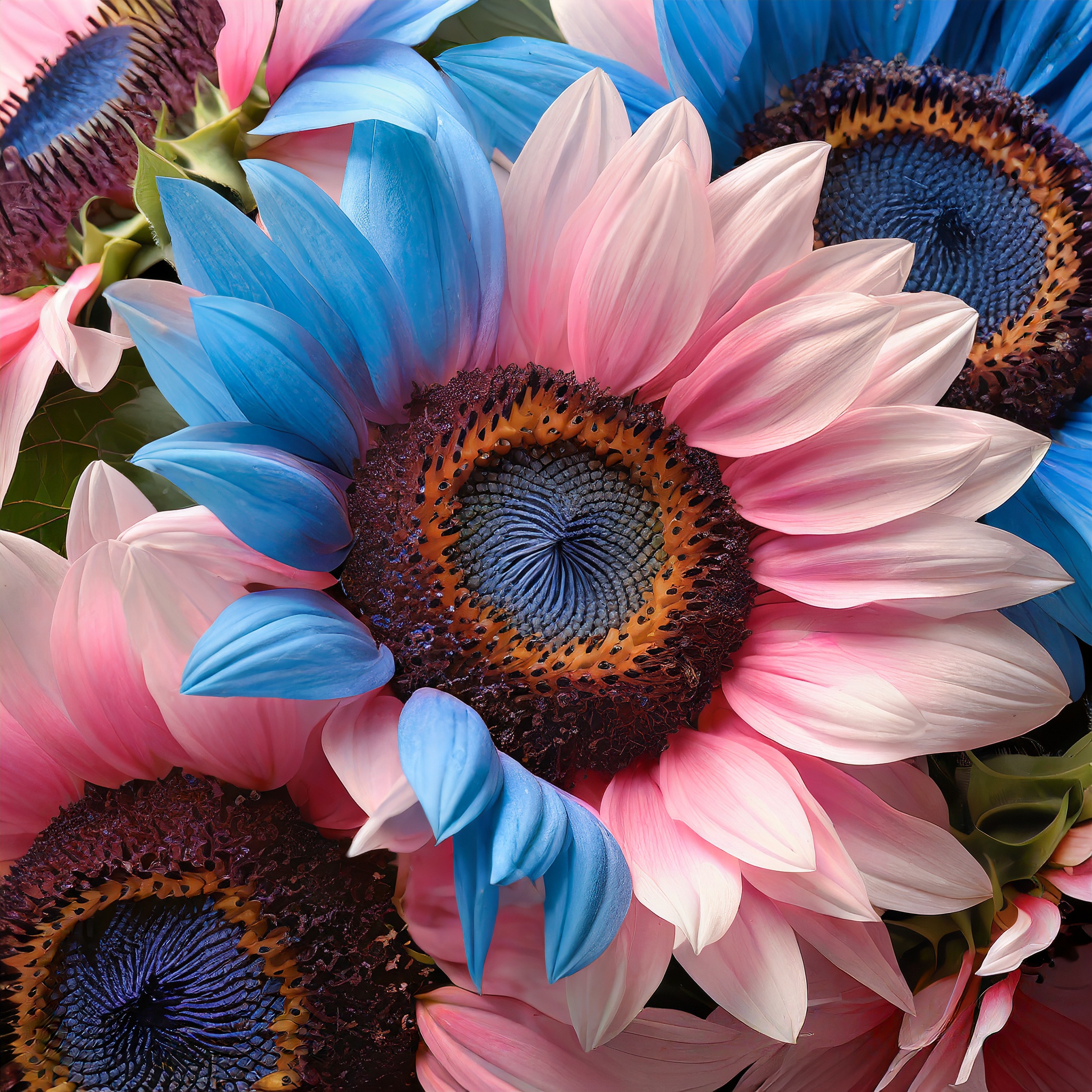 Twin-Blossom Half Pink, Half Blue Sunflower-Plantjoyfarm
