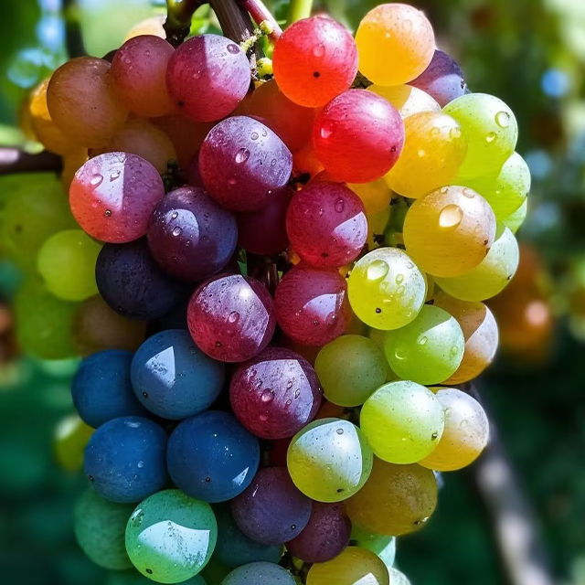 50 Seeds New Rare Rainbow Hybrid Grape Organic-Plantjoyfarm