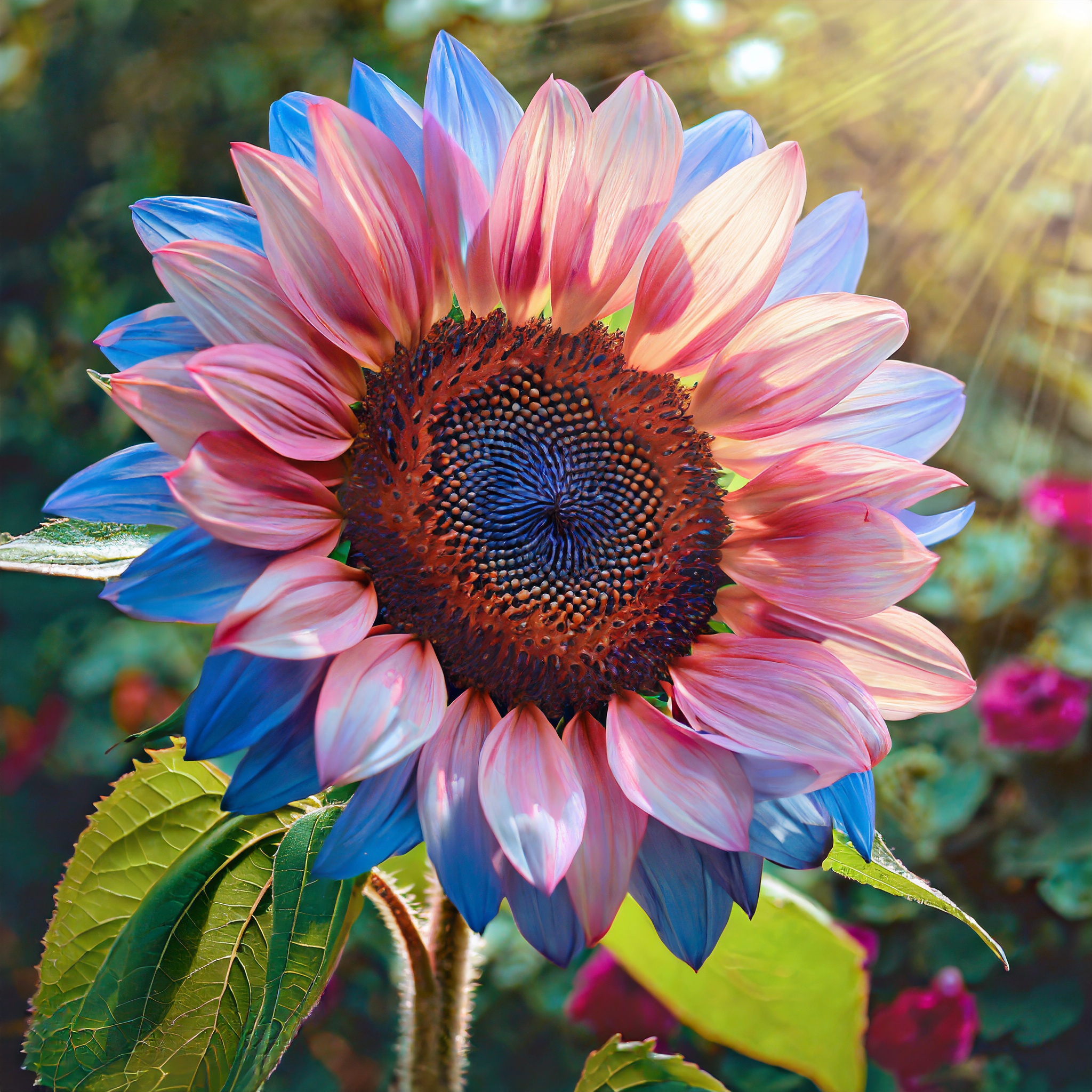 Twin-Blossom Blue Over Pink Sunflower Seeds-Plantjoyfarm
