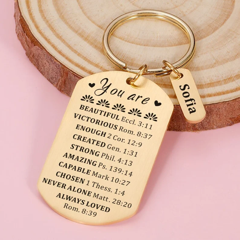 Bible Verse Inspirational Quote Keychain