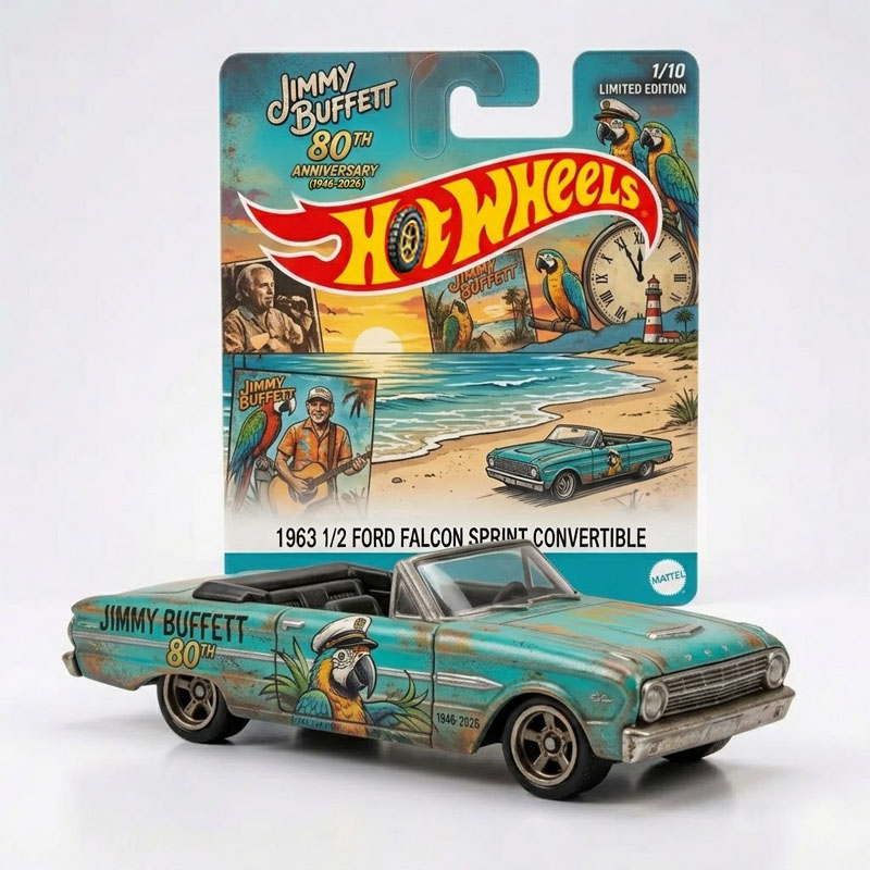 Hot Wheels Jimmy Buffett 80TH Anniversary 1963 1/2 Ford Falcon Sprint Convertible