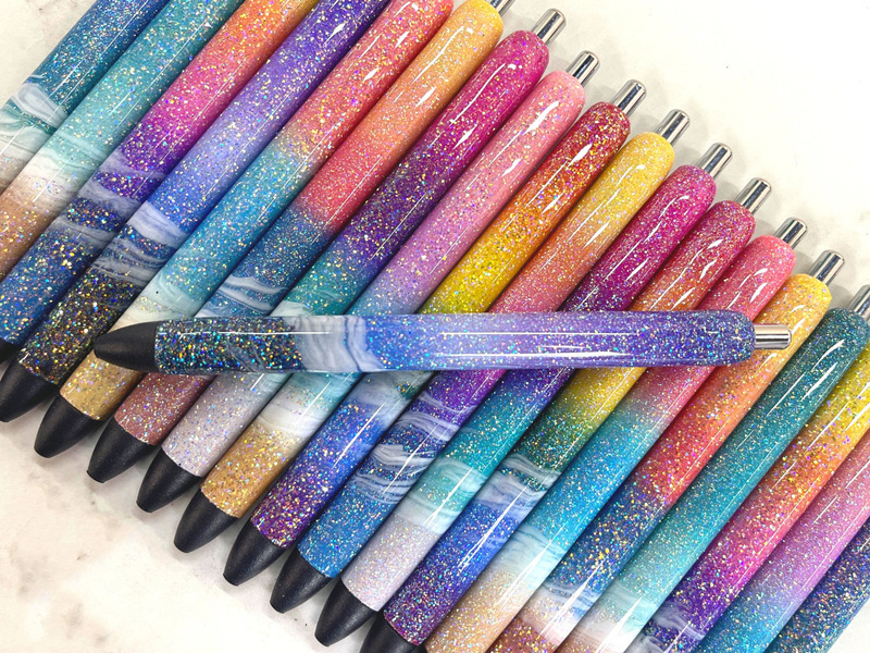 Rainbow Ombre Glitter Beach Pens