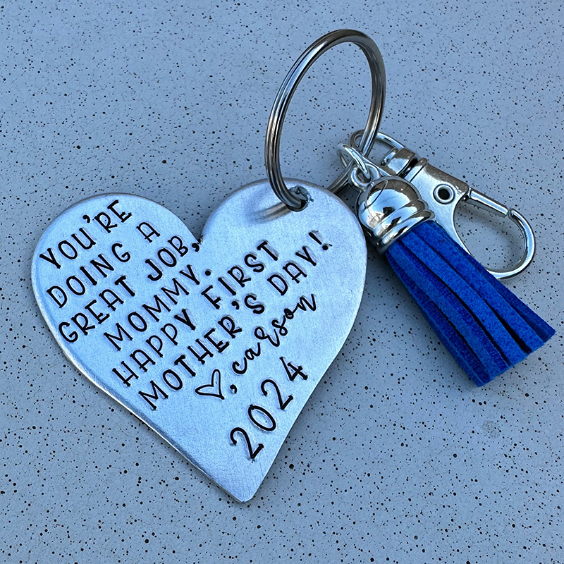 Personalized First Time Mom Keychain
