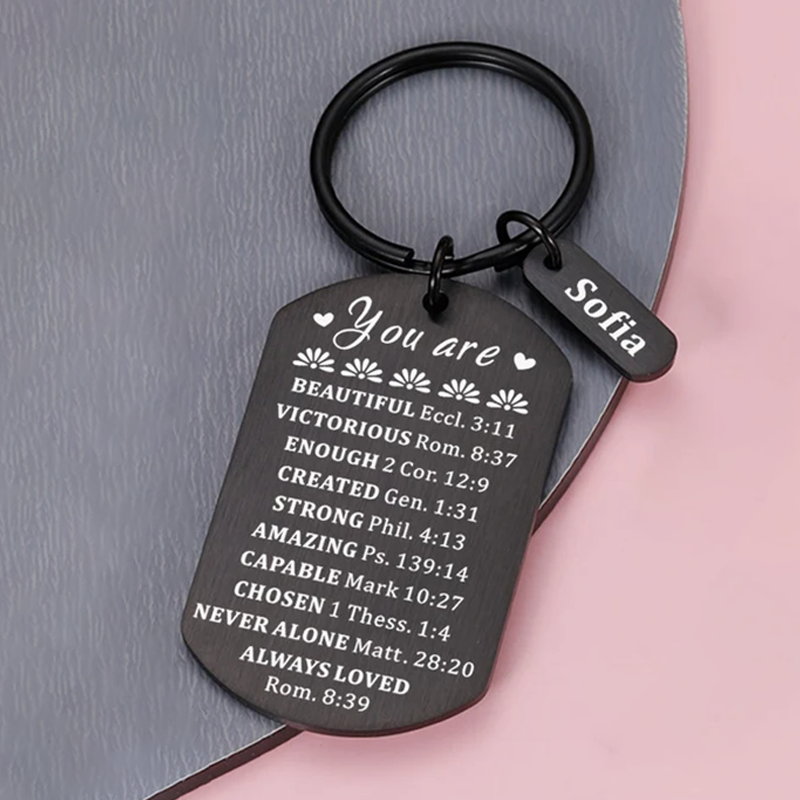 Bible Verse Inspirational Quote Keychain