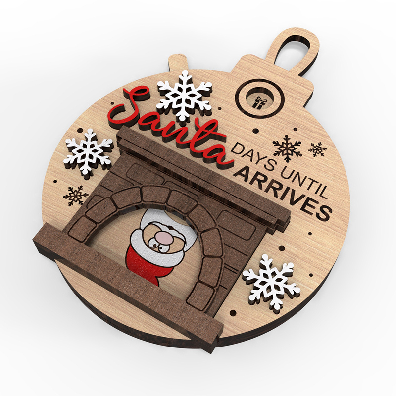 Christmas Santa in Fireplace Countdown Ornament