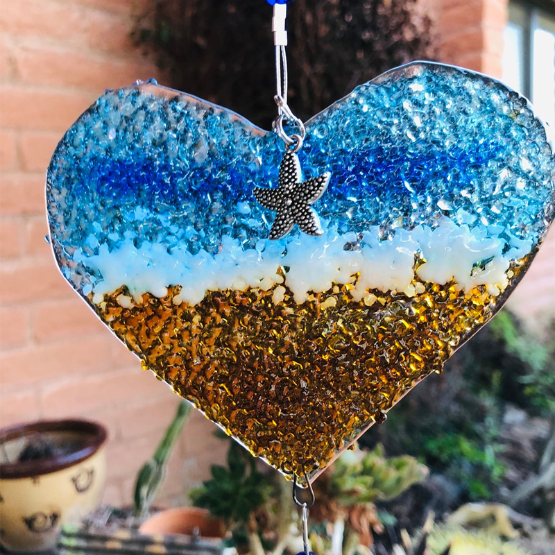 Ocean Suncatcher Heart-Beach Glass