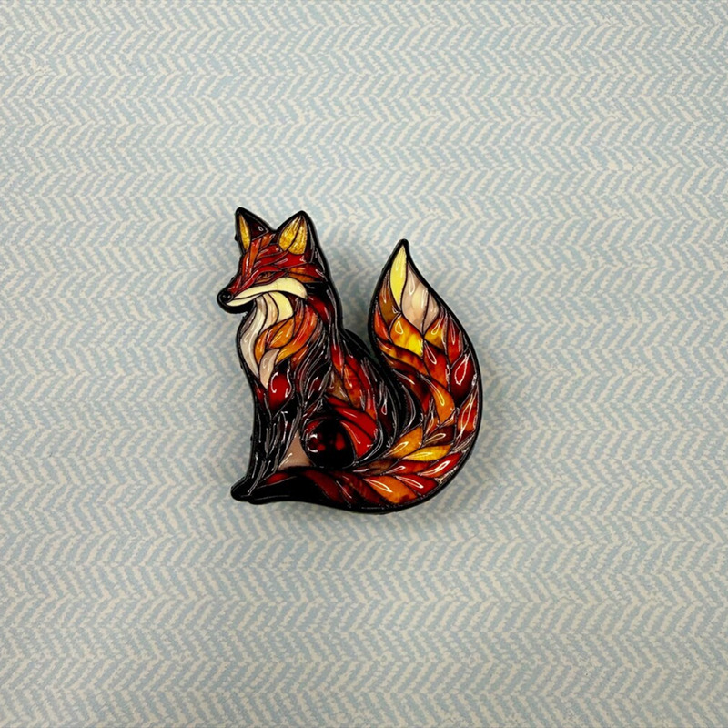Stained Glass Wildlife Enamel Pins