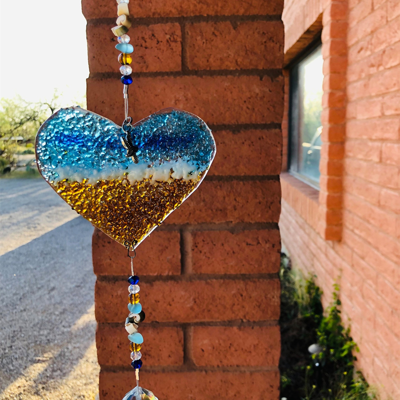 Ocean Suncatcher Heart-Beach Glass