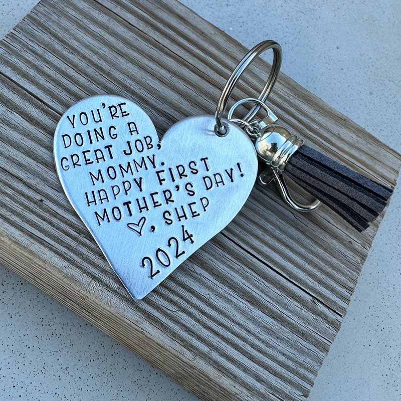 Personalized First Time Mom Keychain