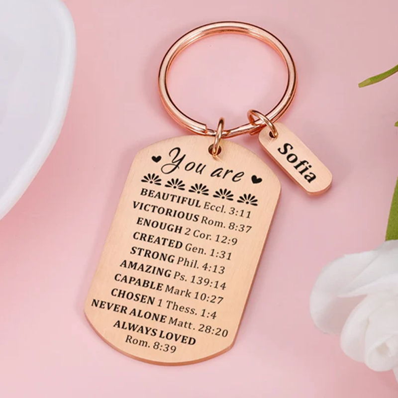 Bible Verse Inspirational Quote Keychain