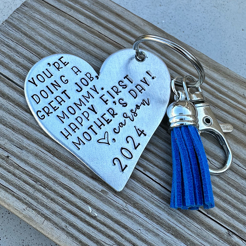 Personalized First Time Mom Keychain