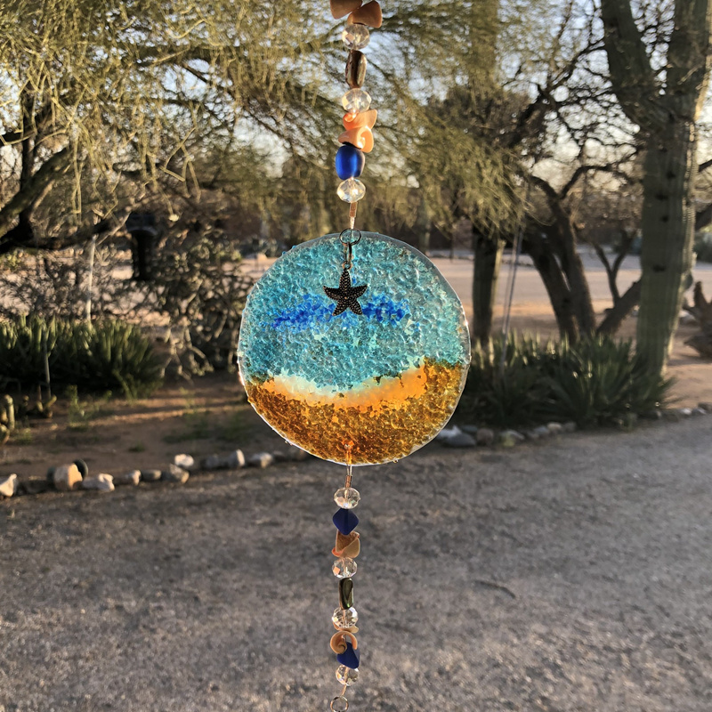 Ocean Suncatcher Heart-Beach Glass
