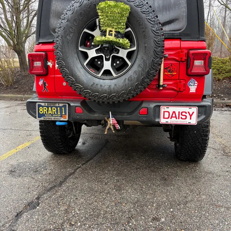 Bigfoot Rock On Hitch Cover with Waving American Flag – Patriotic Truck Accessory