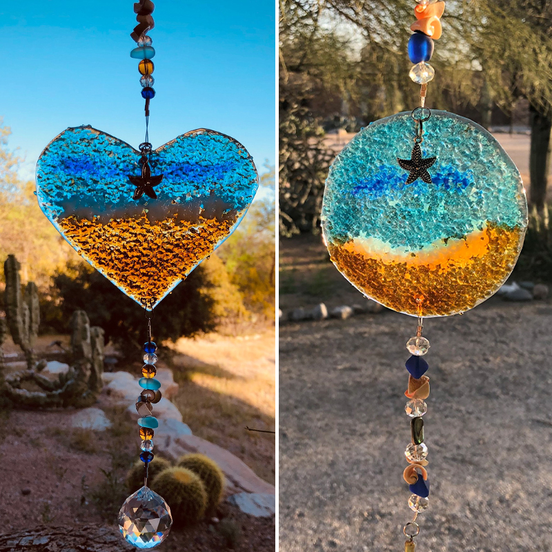 Ocean Suncatcher Heart-Beach Glass