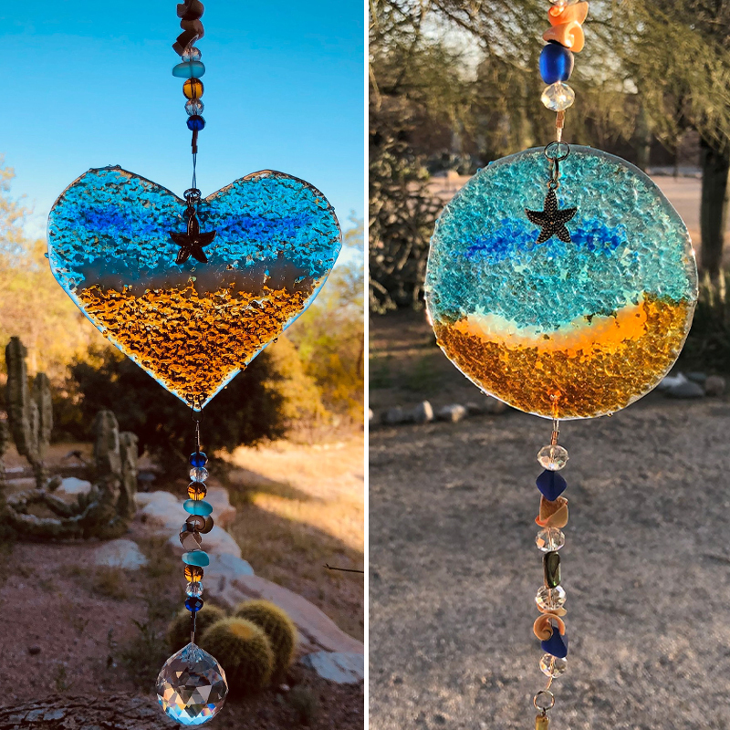 Ocean Suncatcher Heart-Beach Glass