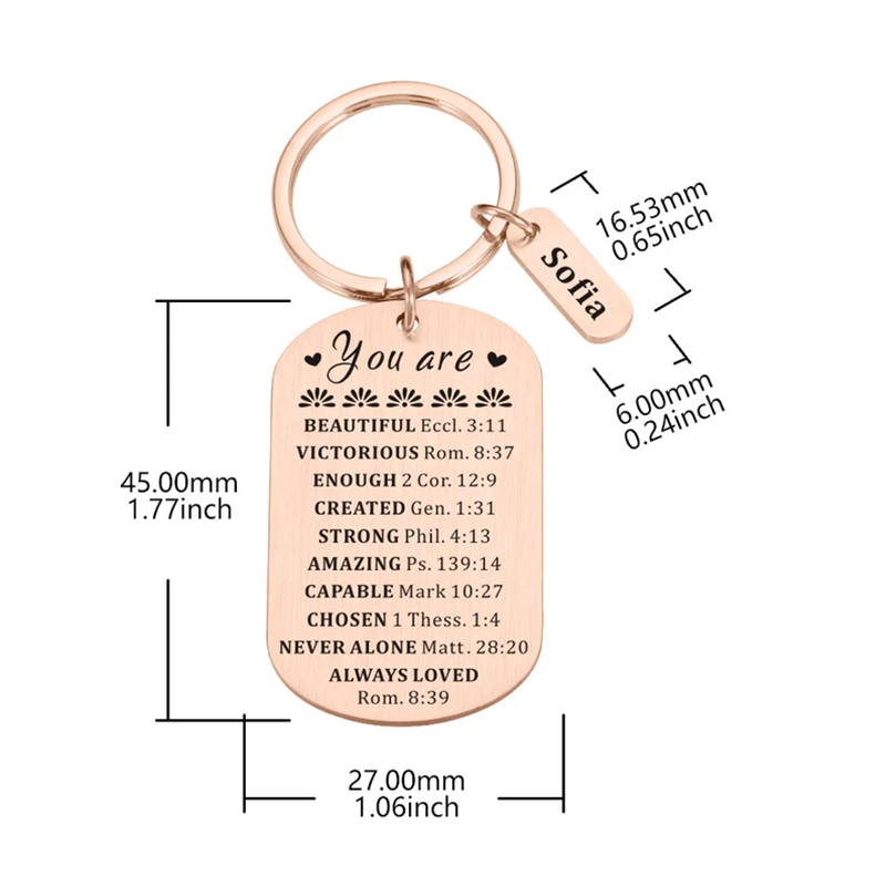 Bible Verse Inspirational Quote Keychain